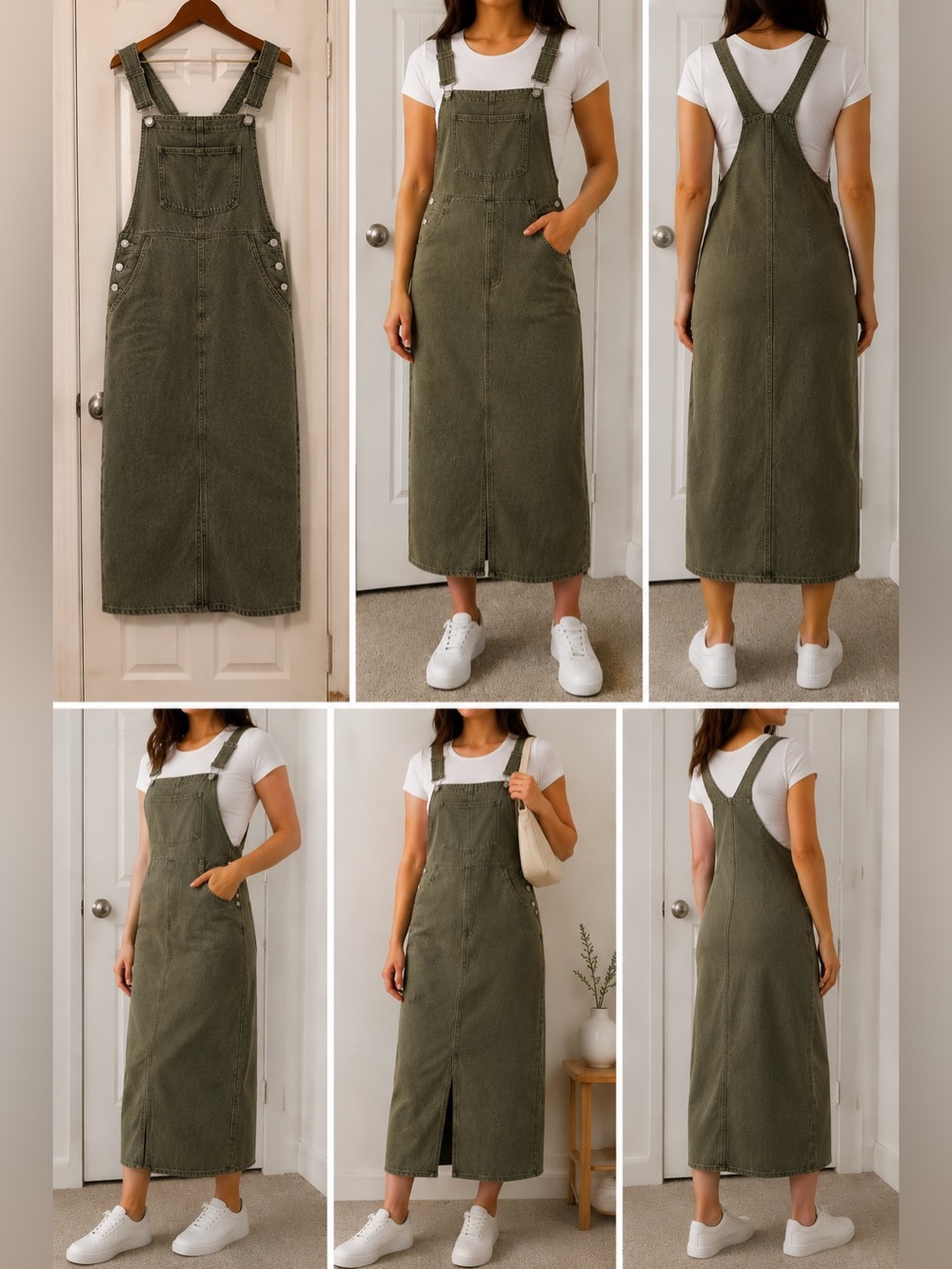 Olive Green Khaki Cotton Denim Sundress